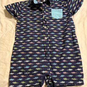 Hudson Ferrell Blue Shark Print Romper